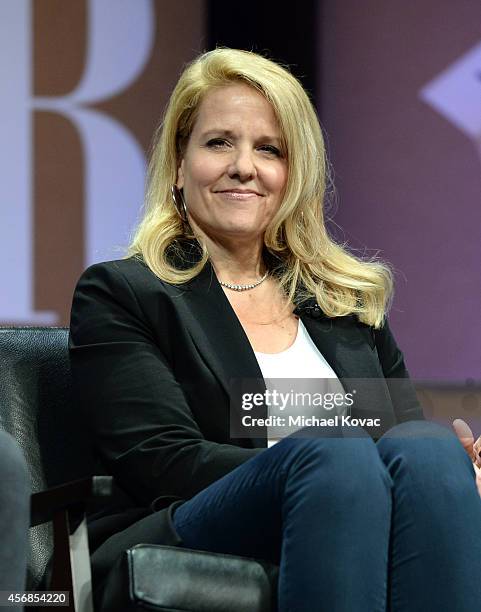 SpaceX COO Gwynne Shotwell speaks onstage during Slingshots and Moonshots at the Vanity Fair New Establishment Summit at Yerba Buena Center for the...