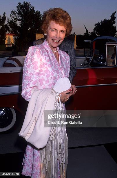 Actress Joan Leslie attends NBC Television Affiliates Party on July 15, 1989 at Century Plaza Hotel in Century City, California.