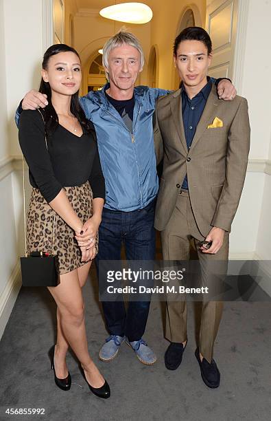 Leah Weller, Paul Weller and Natt Weller attend the launch of "Real Stars Are Rare", the new menswear line from Paul Weller, at Somerset House on...