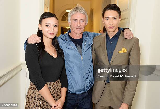 Leah Weller, Paul Weller and Natt Weller attend the launch of "Real Stars Are Rare", the new menswear line from Paul Weller, at Somerset House on...