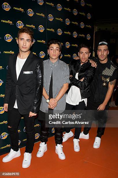 Members of Spanish pop band Clover attend the Neox Fan Awards 2014 at the Compac Gran Via Theater on October 8, 2014 in Madrid, Spain.