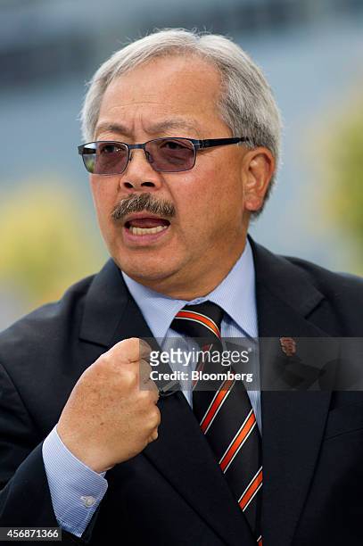 Edwin "Ed" Lee, mayor of San Francisco, speaks during a Bloomberg Television interview at the Vanity Fair New Establishment Summit in San Francisco,...