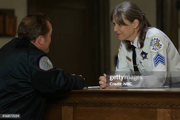 The Nuclear Option" Episode 305 -- Pictured: Christian Stolte as Mouch, Amy Morton as Trudy Platt --