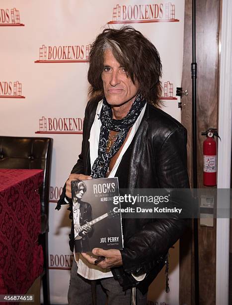 Joe Perry signs copies of his book "Rocks" at Bookends Bookstore on October 8, 2014 in Ridgewood, New Jersey.