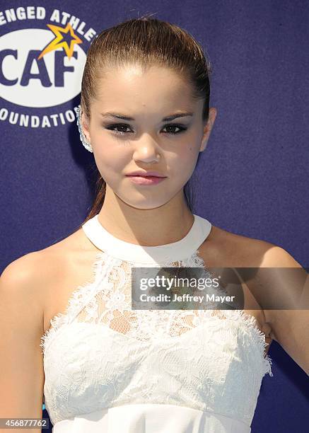 Actress Paris Berelc arrives at the Los Angeles premiere of 'Dolphin Tale 2' at Regency Village Theatre on September 7, 2014 in Westwood, California.