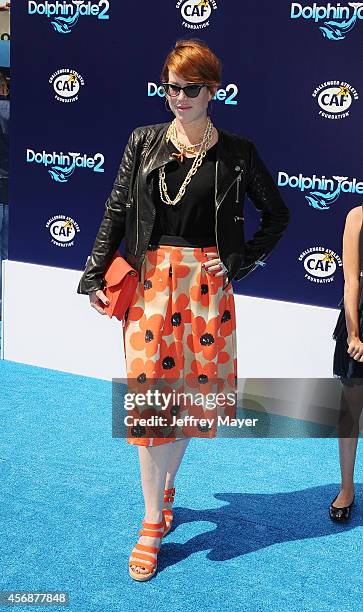 Actress Molly Ringwald arrives at the Los Angeles premiere of 'Dolphin Tale 2' at Regency Village Theatre on September 7, 2014 in Westwood,...