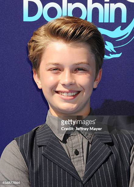 Actor Jacob Hopkins arrives at the Los Angeles premiere of 'Dolphin Tale 2' at Regency Village Theatre on September 7, 2014 in Westwood, California.