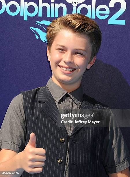 Actor Jacob Hopkins arrives at the Los Angeles premiere of 'Dolphin Tale 2' at Regency Village Theatre on September 7, 2014 in Westwood, California.
