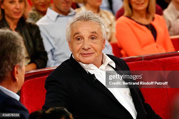 Singer Michel Sardou attends the 'Vivement Dimanche Prochain' show at Pavillon Gabriel on October 8, 2014 in Paris, France.