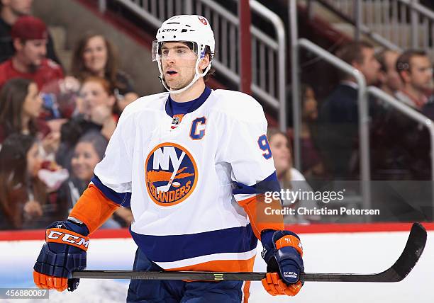 John Tavares of the New York Islanders during the NHL game against the Phoenix Coyotes at Jobing.com Arena on December 12, 2013 in Glendale, Arizona....