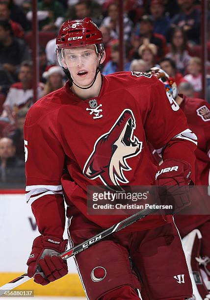 Connor Murphy of the Phoenix Coyotes during the NHL game against the New York Islanders at Jobing.com Arena on December 12, 2013 in Glendale,...