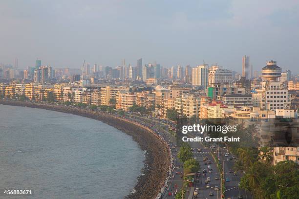view of marine drive beaches at evening. - mumbai beach stock pictures, royalty-free photos & images