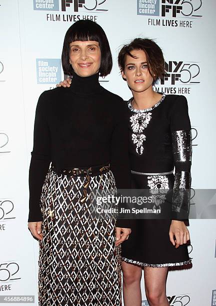 Actors Juliette Binoche and Kristen Stewart attend the "Clouds Of Sils Maria", "Merchants Of Doubt" & "Silvered Water" screenings during the 52nd New...