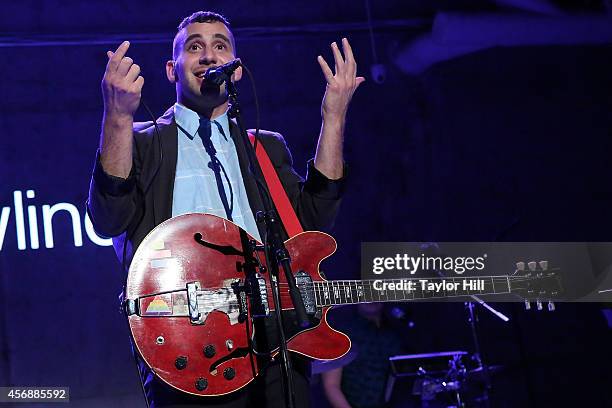 Jack Antonoff and Bleachers perform at the after-party for the 2014 The Lowline Anti-Gala Benefit Dinner at Skylight Modern on October 8, 2014 in New...