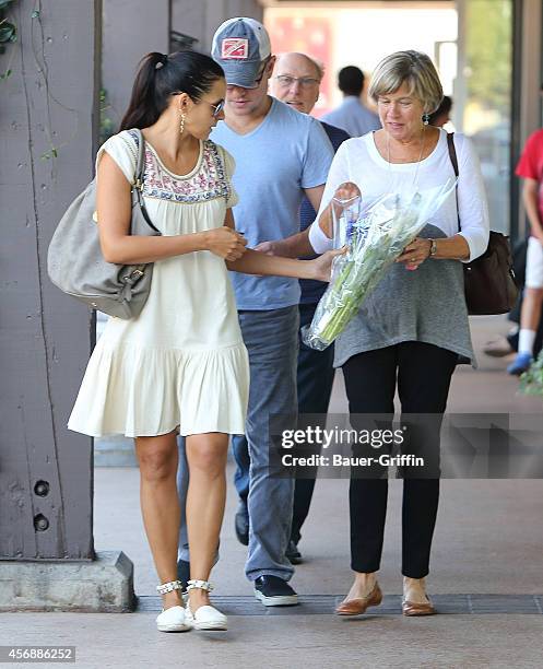 Luciana Damon, Matt Damon and his mother Nancy Carlsson-Paige are seen on October 08, 2014 in Los Angeles, California.