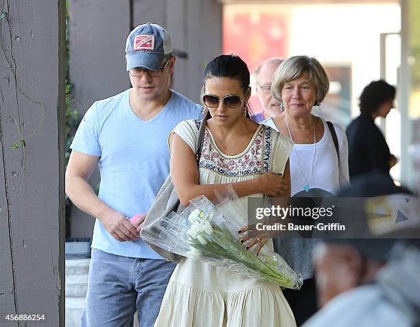 Matt Damon, Luciana Damon and his mother Nancy Carlsson-Paige are seen on October 08, 2014 in Los Angeles, California.