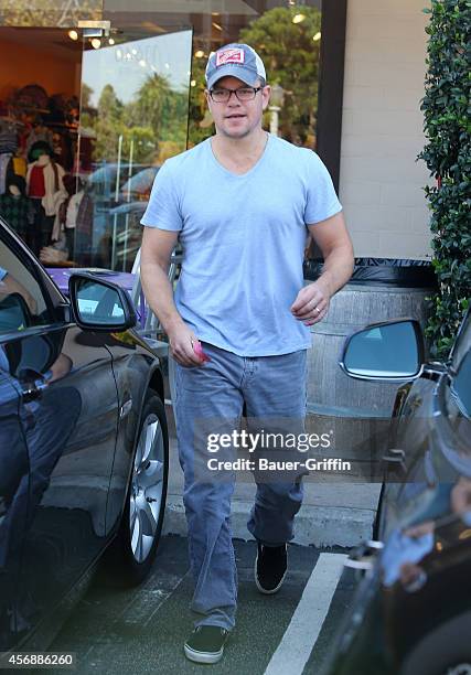 Matt Damon and Luciana Damon with his mother Nancy Carlsson-Paige are seen on October 08, 2014 in Los Angeles, California.