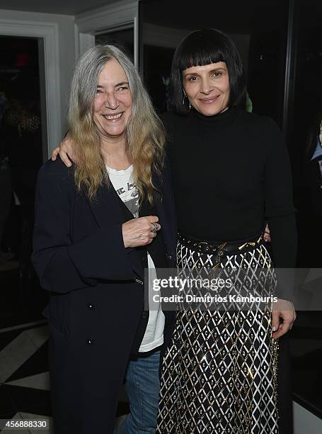 Patti Smith and Juliette Binoche attend the after party for the premiere of "Clouds Of Sils Maria" hosted by Sundance Selects with W Magazine,...