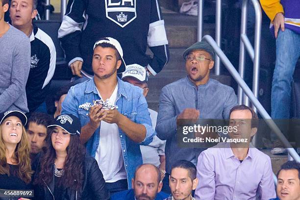 Cuba Gooding Jr. And his son Mason Gooding attend a hockey game between the San Jose Sharks and the Los Angeles Kings at Staples Center on October 8,...