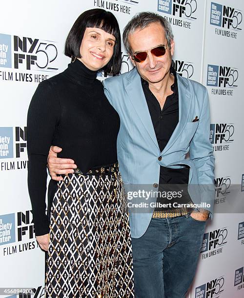 Actress Juliette Binoche and director Olivier Assayas attend the "Clouds Of Sils Maria", "Merchants Of Doubt" & "Silvered Water" screenings during...