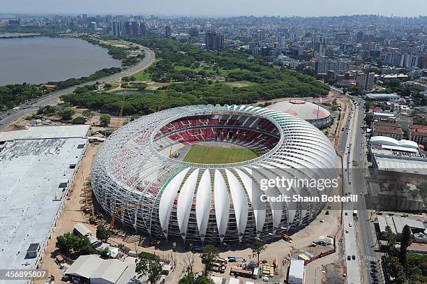 An aerial view of the Beira Rio stadium venue for the FIFA 2014 World Cup Brazil on December 15, 2013 in Porto Alegre, Brazil.