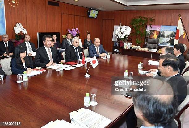 Turkish Economy Minister Nihat Zeybekci meets with Koya Nishikawa , Japan's Minister of Agriculture, Forestry and Fisheries , in Tokyo, Japan on...