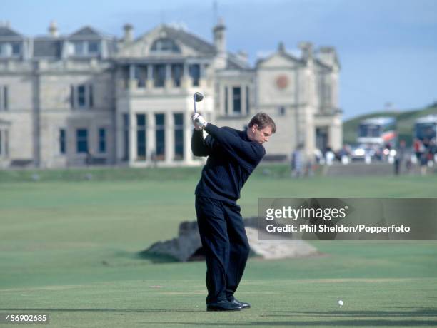 Prince Andrew of Great Britain teeing off during the Alfred Dunhill Cup Pro-Am Golf Competition held at the St Andrews Golf Course, Scotland, circa...