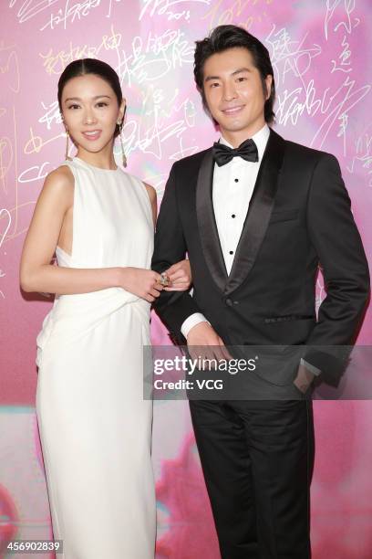 Actor Yusuke Fukuchi and actress Fiona Sit arrive at The 56th Asia-Pacific Film Festival Awards Presentation Ceremony Red Carpet at The Venetian...