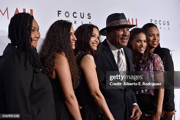 Maryum Ali, Khaliah Ali-Camacho, Jamillah Ali-Joyce, Rahman Ali, Rasheda Ali-Walsh and Hana Ali attend the Los Angeles premiere of Focus World's "I...