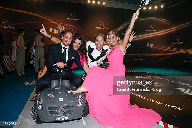 Sebastian Esser, Mariella Ahrens, Jens Hilbert and Jennifer Knaeble attend the Tribute To Bambi 2014 party on September 25, 2014 in Berlin, Germany.