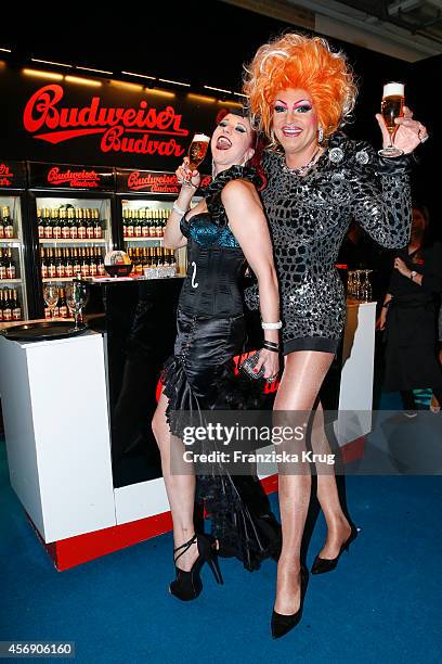 Eve Champagne and Olivia Jones attend the Tribute To Bambi 2014 party on September 25, 2014 in Berlin, Germany.