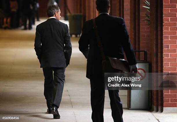 Former U.S. Secretary of the Treasury Timothy Geithner arrives at U.S. Court of Federal Claims to testify at the AIG trial October 9, 2014 in...