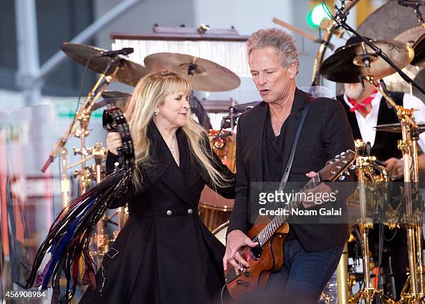 Stevie Nicks and Lindsey Buckingham of Fleetwood Mac perform on NBC's "Today" at the NBC's TODAY Show on October 9, 2014 in New York, New York.