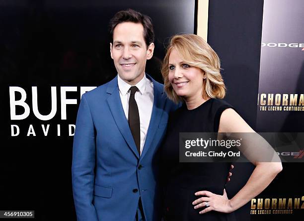 Actor Paul Rudd and wife Julie Yaeger attend the Anchorman 2: The Legend Continues Premiere, Sponsored by Buffalo David Bitton on December 15, 2013...