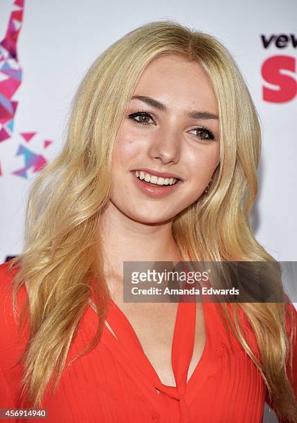 Actress Peyton List attends the Vevo CERTIFIED SuperFanFest presented by Honda Stage at Barkar Hangar on October 8, 2014 in Santa Monica, California.