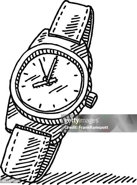 ilustraciones, imágenes clip art, dibujos animados e iconos de stock de dibujo de reloj de pulsera - reloj de pulsera