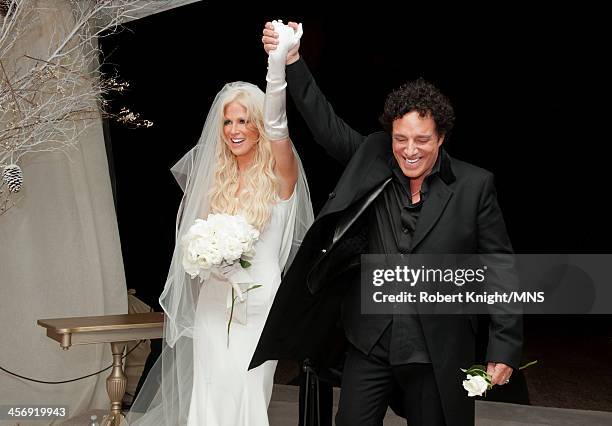 Michaele Schon and Neal Schon immediately after they are pronounced a married couple at their wedding at the Palace of Fine Arts on December 15, 2013...