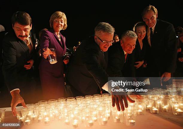 Hungarian President Janos Ader, German First Lady Daniela Schadt, Polish President Bronislaw Komorowski, German President Joachim Gauck and Leipzig...