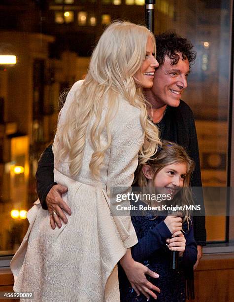 Michaele Schon, Neal Schon, and Lizzy Schon attend the reherasal dinner for the wedding of Michaele Schon and Neal Schon at the Four Seasons Hotel on...