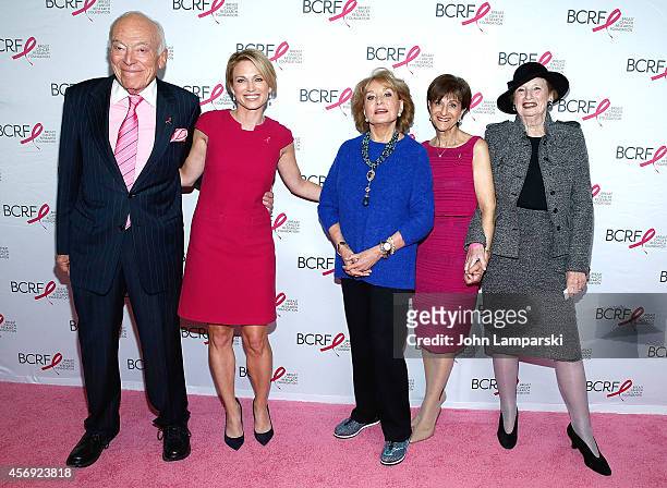 Leonard Lauder, Amy Robach, Barbara Walters, Myra Biblowit and Roz Goldstein attend the 2014 Breast Cancer Research Foundation Awards Luncheon...