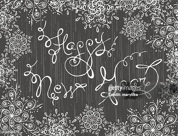 chalkboard happy new year - frilly stock illustrations