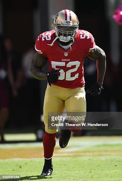 Patrick Willis of the San Francisco 49ers comes onto the field during player introduction prior to playing the Kansas City Chiefs at Levi's Stadium...