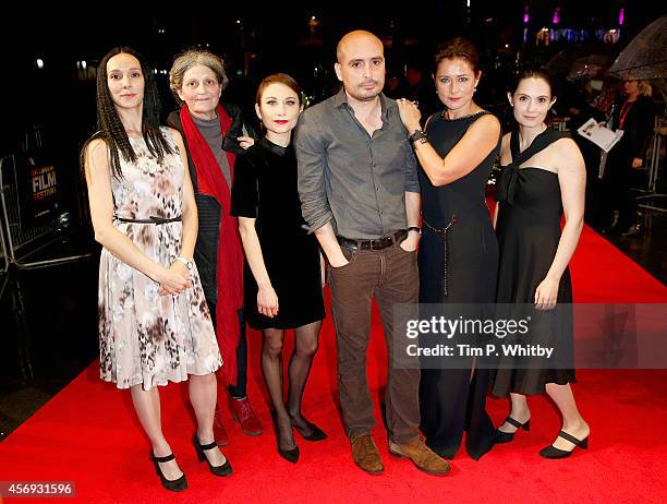 Actors Fatma Mohamed, Monica Swinn, Chiara DAnna, director Peter Strickland and actors Sidse Babett Knudsen and Eugenia Caruso attend the official...