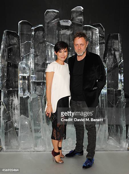 Sandra Choi, Creative Director of Jimmy Choo, and Tamburlaine Gorst attend the dinner hosted by Sandra Choi, Creative Director of Jimmy Choo, to...