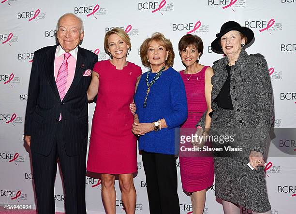 Leonard Lauder, Amy Robach, Barbara Walters, Myra Biblowit and Roz Goldstein attend the 2014 Breast Cancer Research Foundation Awards Luncheon...