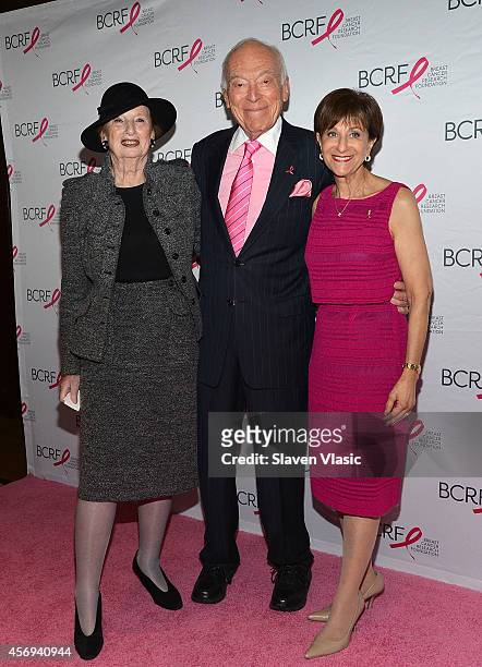 Roz Goldstein, Leonard Lauder and Myra Biblowit attend the 2014 Breast Cancer Research Foundation Awards Luncheon Honoring Barbara Walters at The...