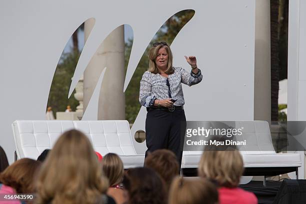 Chairman and CEO Stacey Allaster addresses the audience at the espnW: Women + Sports Summit on October 9, 2014 in Dana Point, California.