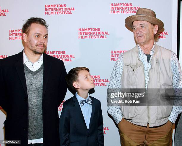 Director/producer Theodore Melfi and actors Jaeden Lieberher and Bill Murray attend the St. Vincent premiere during the 2014 Hamptons International...