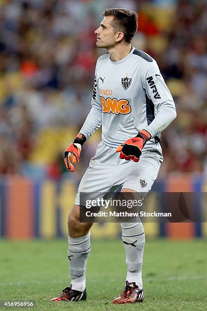 Victor of Atletico MG tends goal during a match between Fluminense and Atletico MG as part of Brasileirao Series A 2014 at Maracana Stadium on...