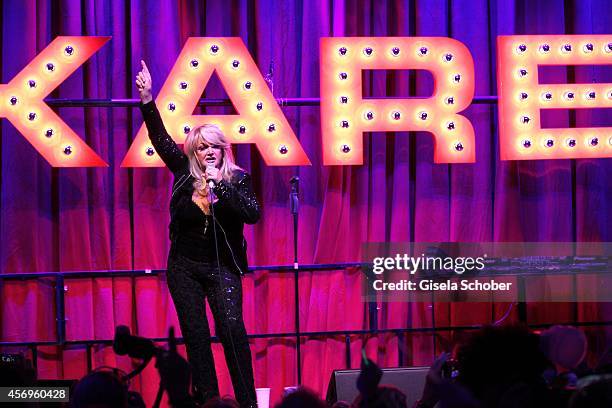 Bonnie Tyler sings during the grand opening of KARE Kraftwerk on October 9, 2014 in Munich, Germany.